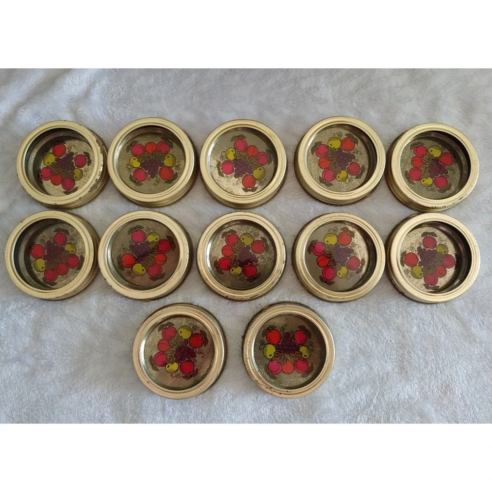 11 Vintage Ball Quilted Crystal Canning Jelly Jars 8 oz. Glass Unused Fruit Lid